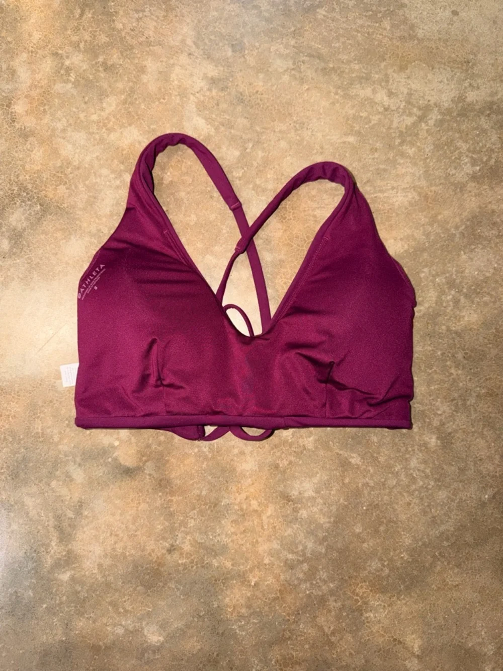 Athleta Burgundy Strappy Back Sports Bra Womens Small Workout Medium Support - Picture 3 of 8